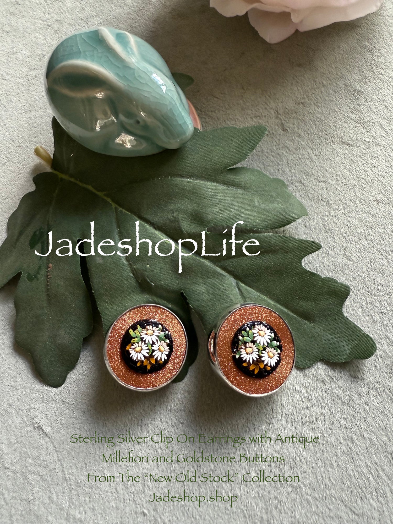 Hand Constructed Sterling Silver and Antique Millefiori Clip-on Earrings image 0