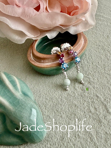 Dangling Earrings Sterling Silver Amethyst, Ruby, Citrine, Garnet and Jade | Jadeshoplife