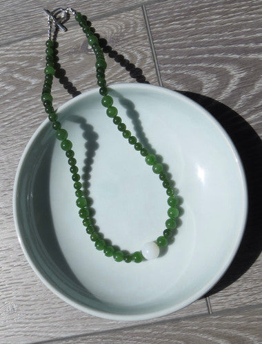 High Quality Rich Green And White Nephrite Necklace | Jadeshoplife